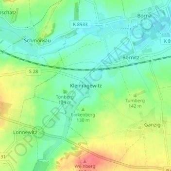Kleinragewitz topographic map, elevation, terrain