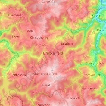 Breckerfeld topographic map, elevation, terrain