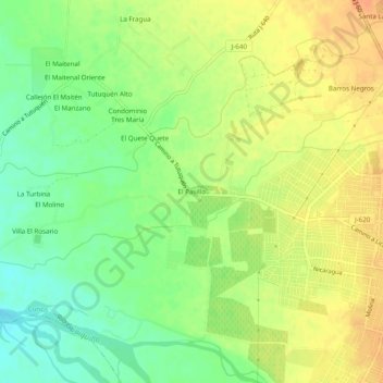 El Pasillo topographic map, elevation, terrain