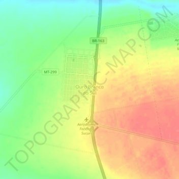 Ouro Branco do Sul topographic map, elevation, terrain