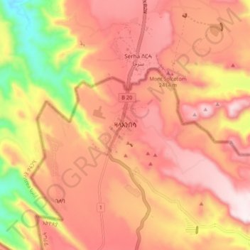 Zalambessa topographic map, elevation, terrain