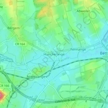 Huncherange topographic map, elevation, terrain
