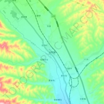 大同镇 topographic map, elevation, terrain
