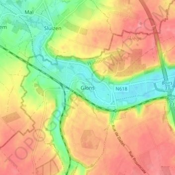 Glaaien topographic map, elevation, terrain