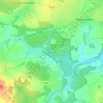 Böhmsholz topographic map, elevation, terrain