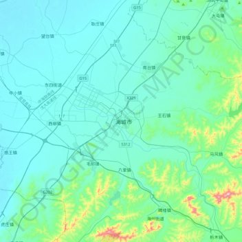 海城市 topographic map, elevation, terrain