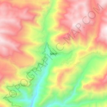 双阳乡 topographic map, elevation, terrain