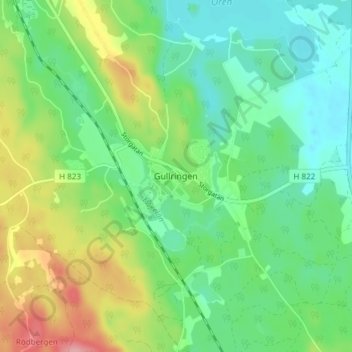 Gullringen topographic map, elevation, terrain