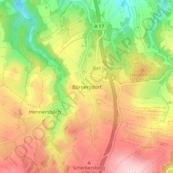 Börnersdorf topographic map, elevation, terrain