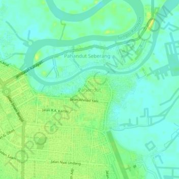 Pahandut topographic map, elevation, terrain