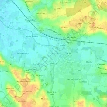 Verdemont topographic map, elevation, terrain
