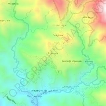 Irishtown topographic map, elevation, terrain