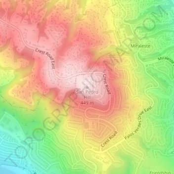 San Pedro Hill topographic map, elevation, terrain