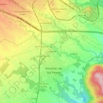 Las Flores topographic map, elevation, terrain