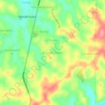 Jd. Santo Ângelo topographic map, elevation, terrain