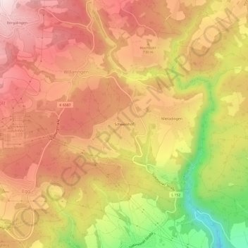 Schweikhof topographic map, elevation, terrain