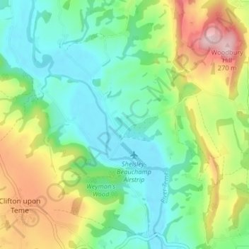 Shelsley Beauchamp topographic map, elevation, terrain