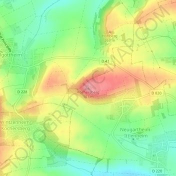 Kochersberg topographic map, elevation, terrain