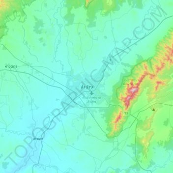 Lampang topographic map, elevation, terrain