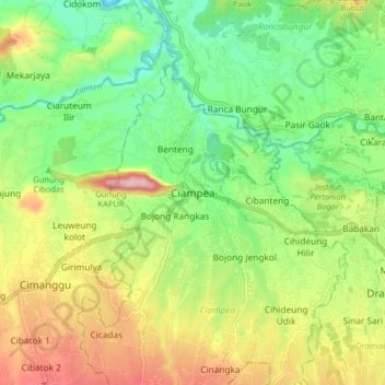 Ciampea topographic map, elevation, terrain