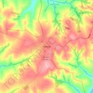 Altônia topographic map, elevation, terrain