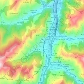 Barreo topographic map, elevation, terrain