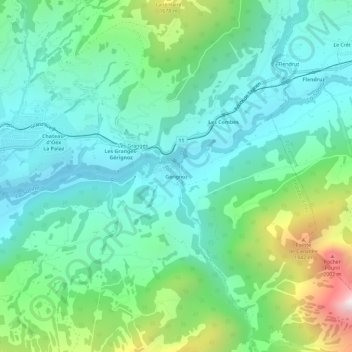 Gérignoz topographic map, elevation, terrain