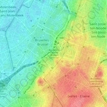 Mont des Arts - Kunstberg topographic map, elevation, terrain