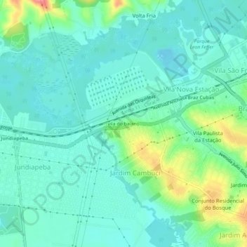 vila do baiano topographic map, elevation, terrain