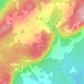 Post Mountain topographic map, elevation, terrain