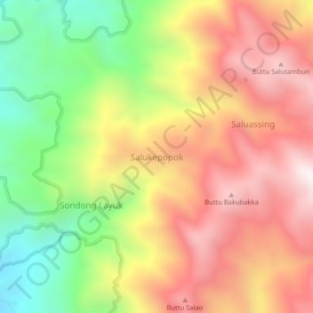 Salukepopok topographic map, elevation, terrain