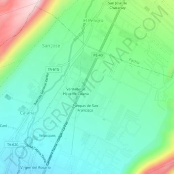 Santa María topographic map, elevation, terrain