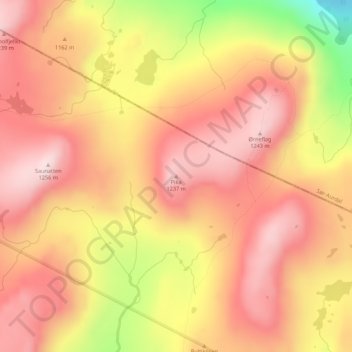 Pika topographic map, elevation, terrain