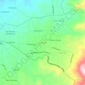 Tacopan topographic map, elevation, terrain