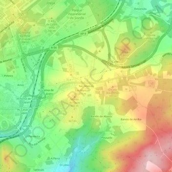 San Marcos topographic map, elevation, terrain