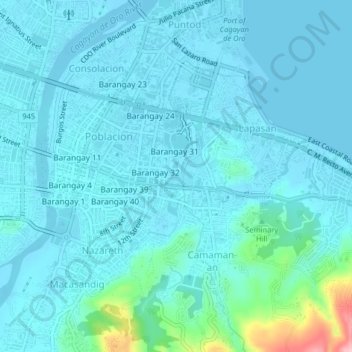 Barangay 35 topographic map, elevation, terrain