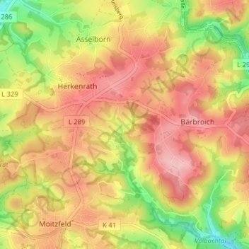 Volbach topographic map, elevation, terrain