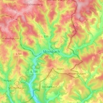 Morsbach topographic map, elevation, terrain