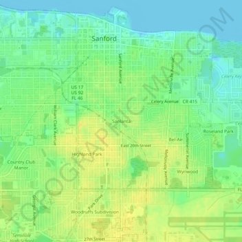 Sanlanta topographic map, elevation, terrain