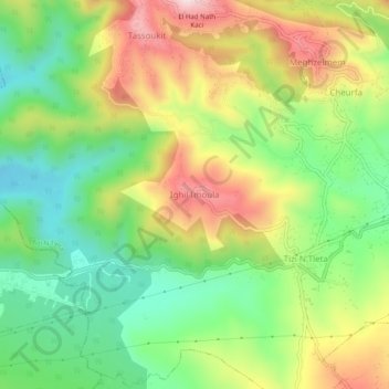 Ighil Imoula topographic map, elevation, terrain