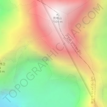 Hengduan Mountains topographic map, elevation, terrain