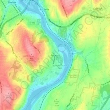 Sunnyside topographic map, elevation, terrain