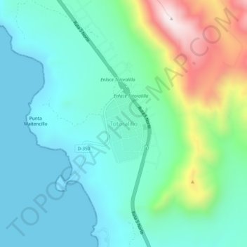 Totoralillo topographic map, elevation, terrain