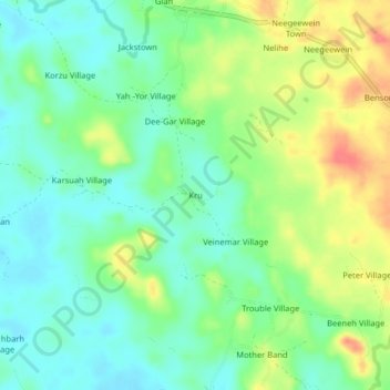 Kru topographic map, elevation, terrain