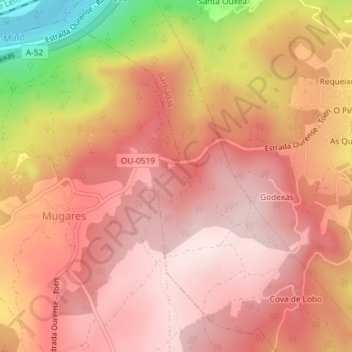 Pantaleón topographic map, elevation, terrain