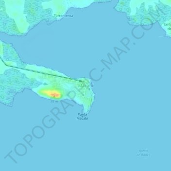 Macabí topographic map, elevation, terrain