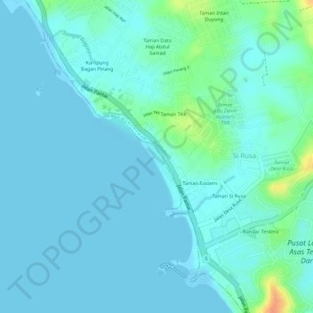 Saujana Beach topographic map, elevation, terrain