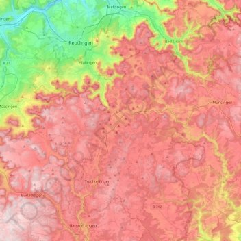 Engstingen topographic map, elevation, terrain