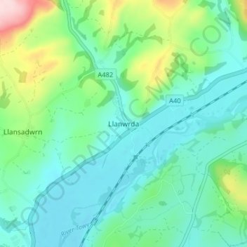 Llanwrda topographic map, elevation, terrain