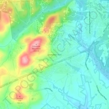 Governors Club topographic map, elevation, terrain